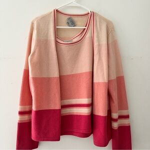 Vintage talbots pure cashmere Striped Women's Sweater set sleeveless shirt large